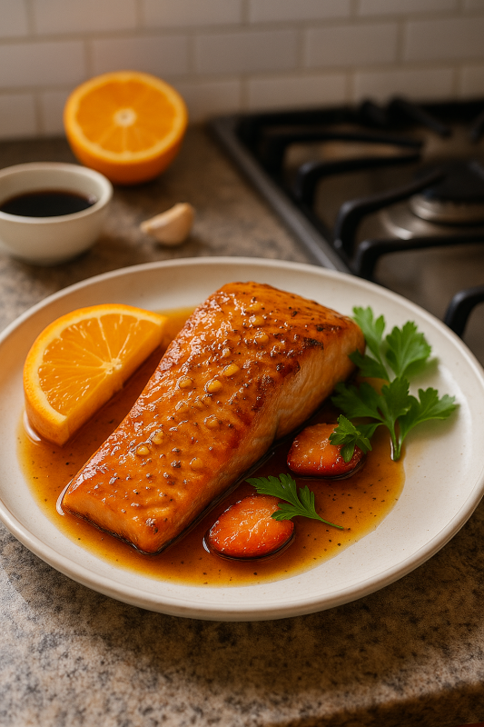 Лосось в соевом соусе с мёдом и апельсином — за  минут